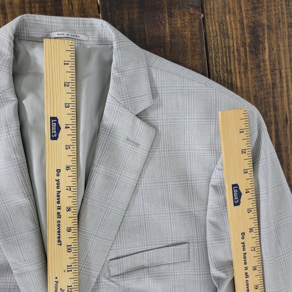 Alfani Men's Sport Coat Blazer Two Button Gray Plaid Poly Blend SLIM 46L NEW - Picture 4 of 16